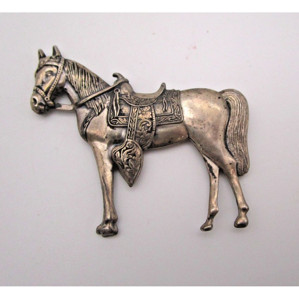 Vintage Maisels Indian Sterling Silver Horse Brooch Pin Equestrian Saddle